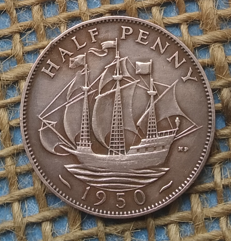 1/2 пеннi 1950 року. Велика Британiя, фото 1