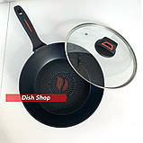 Сковорода WOK глубокая Benson 24см з кришкою антипригарне покриття, фото 4