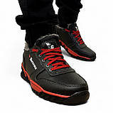 Кросівки чоловічі на хутрі утеплені зимові чорні з червоним (Сгб-14рч), фото 6