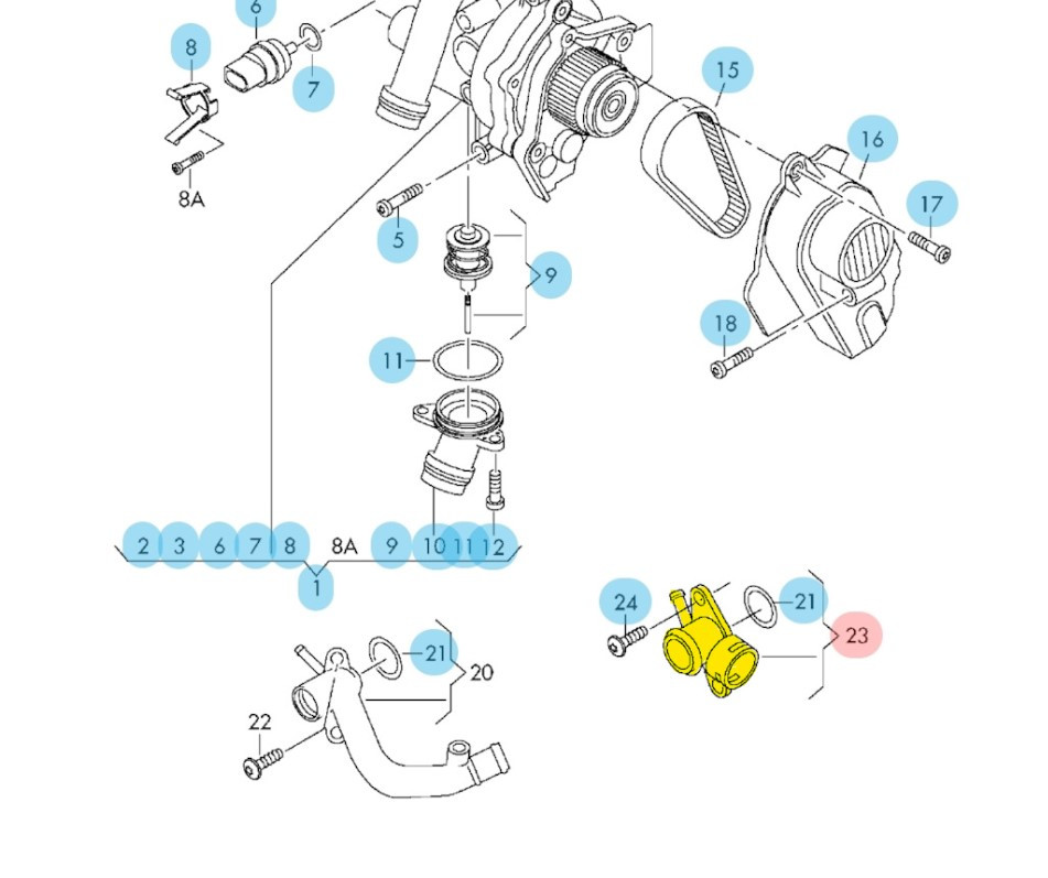 Патрубок охолодження 06J121132 Audi, VW  з нержавійки - ДОВІЧНА ГАРАНТІЯ, фото 1