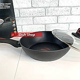Сковорода WOK глубокая Benson 26см з кришкою антипригарне покриття, фото 7
