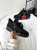 Кросівки Nike Air Jordan 4 Retro Black Cat Найк Джордан Ретро 4 Блек Кет чорні замша унісекс, фото 2