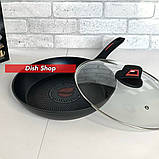 Сковорода Benson 28см з кришкою антипригарне покриття (термоіндикатор), фото 2