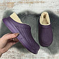 Калоші без задника сабо на хутрі жіночі Dago Style темно-фіолетові 2879, фото 3