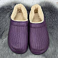 Калоші без задника сабо на хутрі жіночі Dago Style темно-фіолетові 2879, фото 6
