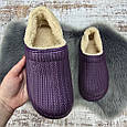 Калоші без задника сабо на хутрі жіночі Dago Style темно-фіолетові 2879, фото 7