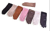 Рукавиці жіночі молодіжні замш на флісі розмір 6.5-8.5 (1 уп/12шт) (мікс кв) "KUINH" від прямого постачальника