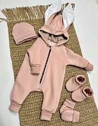 Теплий комбінезон дитячий Dizhi baby з тринитки на флісі (розміри на зріст: 56-86) різні кольори