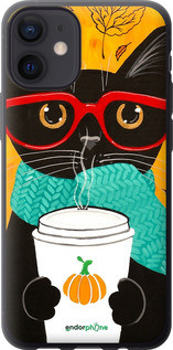 Чохол на iPhone 12 Mini Осінній кіт "4026u-2071-72104", фото 1