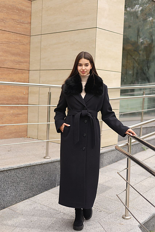 Пальто жіноче зимове з еко-хутром (з'ємне) 392 | 42-52р., фото 1