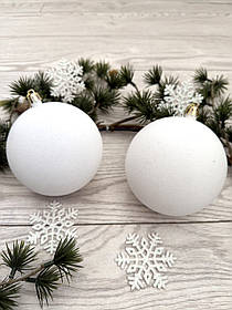 Новорічна прикраса - куля оксамитова . Куля для прикрашання ялинки ( біла , 10 см )