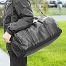 Спортивна сумка з відділом для взуття ARON Black з екошкіра чорна на 28L Унісекс, фото 2