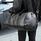 Спортивна сумка з відділом для взуття ARON Black з екошкіра чорна на 28L Унісекс, фото 6