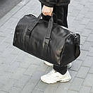 Спортивна сумка з відділом для взуття ARON Black з екошкіра чорна на 28L Унісекс, фото 4