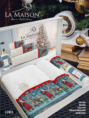 Подарунковий новорічний набір рушників La Maison з ароматом Lebel (3 шт) подарунок на новий рік