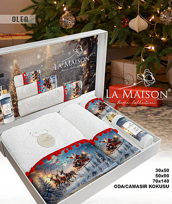 Подарунковий новорічний набір рушників La Maison з ароматом Olen (3 шт) подарунок на новий рік