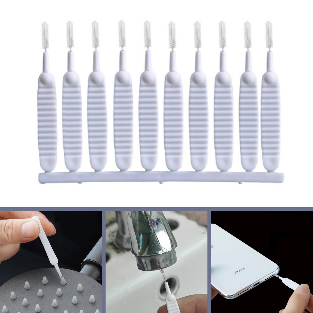 Міні-йоржики-щіточки для чищення душової лійки та важкодоступних місць - набір 10 шт.