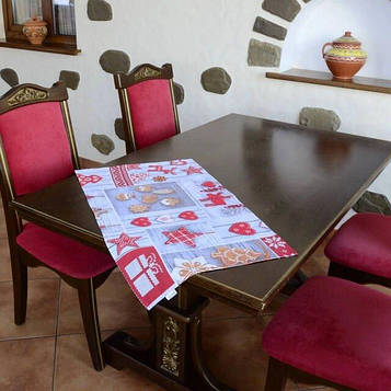 Рушник для кухні - 100% бавовна рогожка, розмір 43 * 71, Різдво / Новий рік - пряники. Код/Артикул 100423