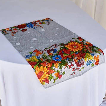 Рушник для кухні - 100% бавовна рогожка, розмір 46.5 * 59.5 малюнок - Квіти. Код/Артикул 103852