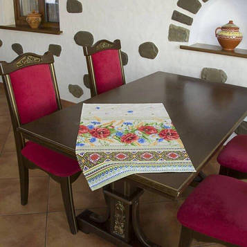 Рушник для кухні - 100% бавовна рогожка, розмір 46 * 73 малюнок - маки. Код/Артикул 100790