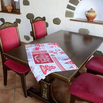 Рушник для кухні - 100% бавовна рогожка, розмір 44 * 71, Різдво / Новий рік - орнамент. Код/Артикул 100783