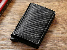 Чоловічий гаманець rfid антифарба чорний для карток банкнот екошкіра