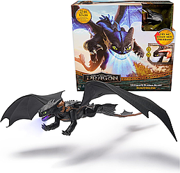 Інтерактивна фігурка Дракон Беззубик дихає вогнем крила 64 см Як приборкати дракона Dreamworks Dragons Toothless 6072541