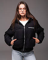 Утеплена жіноча куртка демісезонна чорна гумка пояс новий брендовий China