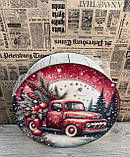 Подарунковий бокс з кришкою круглий великий Новорічний, фото 2