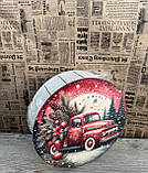 Подарунковий бокс з кришкою круглий великий Новорічний, фото 3