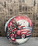 Подарунковий бокс з кришкою круглий великий Новорічний, фото 4