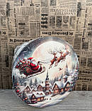 Подарунковий бокс з кришкою круглий великий Новорічний, фото 2