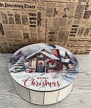 Подарунковий бокс з кришкою круглий великий Новорічний, фото 5