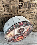 Подарунковий бокс з кришкою круглий великий Новорічний, фото 2