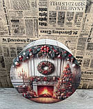 Подарунковий бокс з кришкою круглий великий Новорічний, фото 3