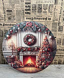 Подарунковий бокс з кришкою круглий великий Новорічний, фото 4