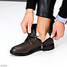 Дизайнерські шкіряні зимові низькі черевики асиметричний дизайн колір Шоколад, фото 5