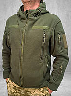 Кофта флісова з капюшоном (олива)