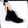 Дизайнерські замшеві зимові низькі чорні черевики асиметричний дизайн, фото 7
