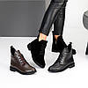Дизайнерські замшеві зимові низькі чорні черевики асиметричний дизайн, фото 10