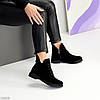 Дизайнерські замшеві зимові низькі чорні черевики асиметричний дизайн, фото 9