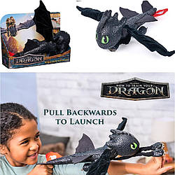 М'яка іграшка Дракон Беззубик запускається у повітря 30см Як приборкати дракона Dreamworks Dragons Toothless 6072913