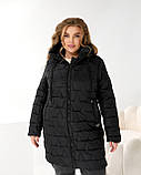Жіноча стьобана утеплена куртка з плащової тканини розміри 50,52,54,56,58,60 чорна, фото 2