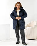 Жіноча стьобана утеплена куртка з плащової тканини розміри 50,52,54,56,58,60 чорна, фото 5