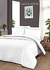 Постільна білизна сатинова La Romano Premium 300 TC полуторний розмір Lucca white, фото 2