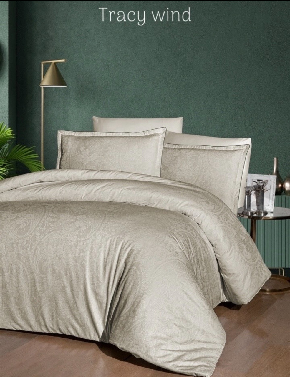 Постільна білизна сатинова La Romano Premium 300 TC полуторний розмір Tracy wind, фото 1