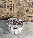 Подарунковий бокс з кришкою малий круглий Новорічний, фото 4