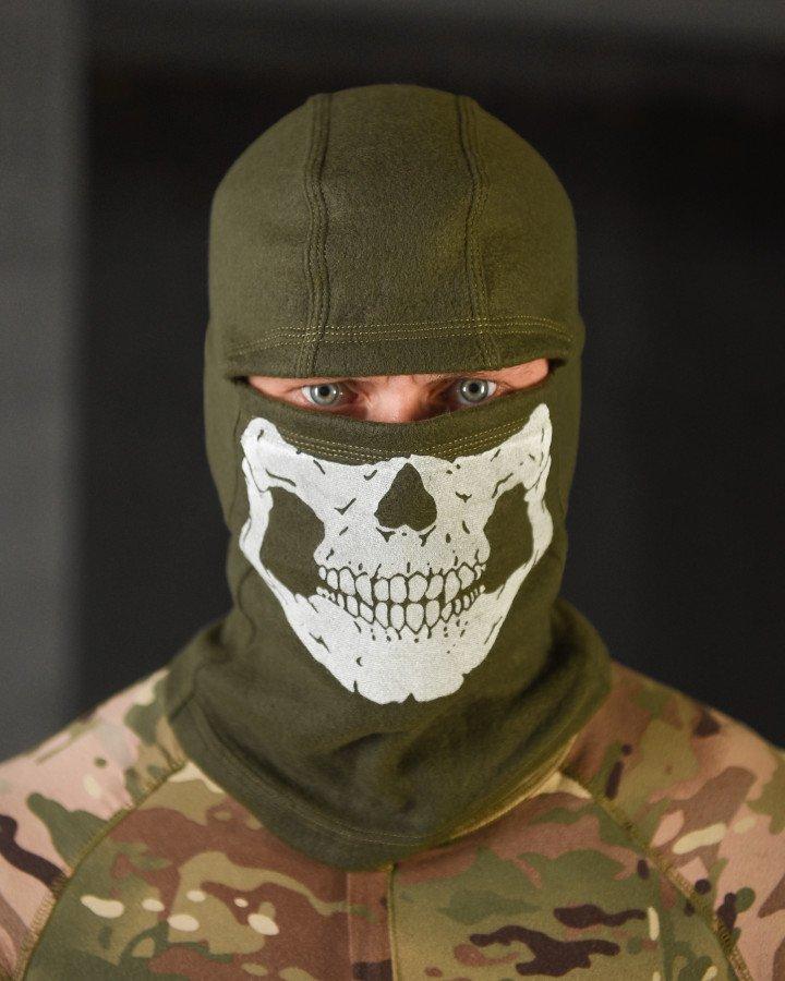 Флісова балаклава олива череп ВТ4798