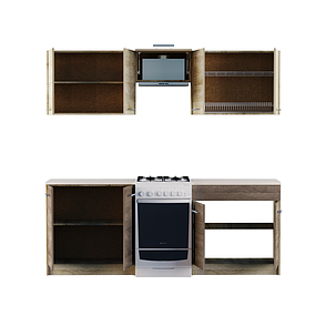 Кухня 2,1м ЕКО 2101 Сонома/Трюфель Без стільниці, фото 2