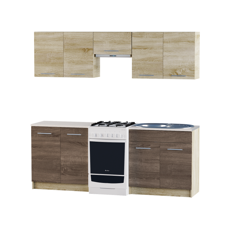 Кухня 2,1м  ЕКО 2101  Сонома/Трюфель Без стільниці